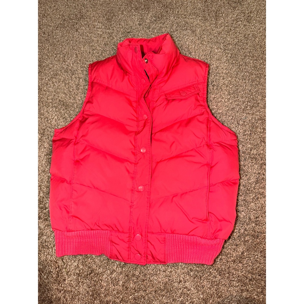 Gap Kids Red Puffer Vest Quilted Snap Front Mock Neck Size S (727)